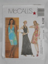 3574  TWISTY HALTER A-DRESS 3 LENGTHS PATTERN 4-10,12-18
